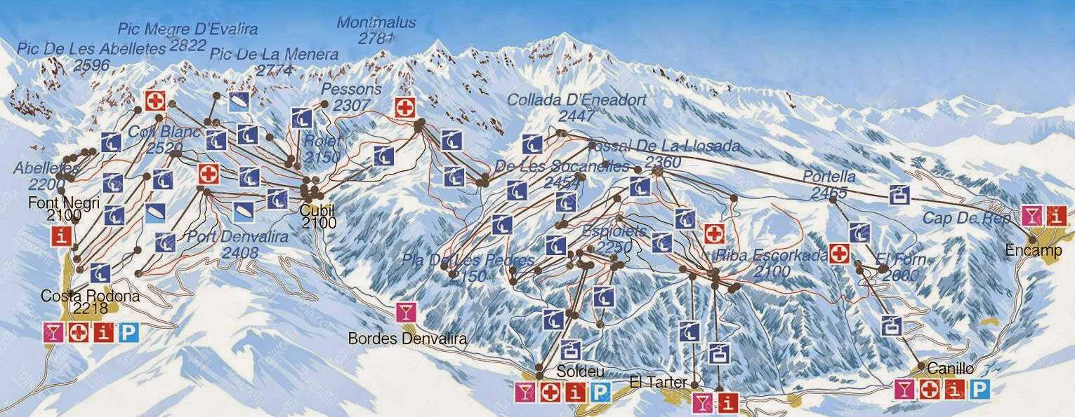 Первоклассный сервис — карта горнолыжных курортов андорры