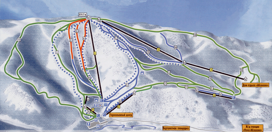 Горнолыжный курорт абзаково трассы схема